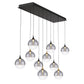 Eurofase Lighting Iissa 47" 10-Light Integrated LED Smoke Glass Shade Gold and Black Steel Multi-Drop Chandelier