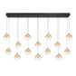 Eurofase Lighting Iissa 72" 14-Light Integrated LED Amber Glass Shade Gold Steel Multi-Drop Chandelier