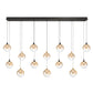 Eurofase Lighting Iissa 72" 14-Light Integrated LED Amber Glass Shade Gold and Black Steel Multi-Drop Chandelier