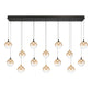 Eurofase Lighting Iissa 72" 14-Light Integrated LED Amber Glass Shade Gold and Black Steel Multi-Drop Chandelier