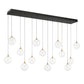 Eurofase Lighting Iissa 72" 14-Light Integrated LED Clear Glass Shade Gold Steel Multi-Drop Chandelier