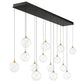 Eurofase Lighting Iissa 72" 14-Light Integrated LED Clear Glass Shade Gold Steel Multi-Drop Chandelier