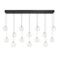 Eurofase Lighting Iissa 72" 14-Light Integrated LED Clear Glass Shade Gold Steel Multi-Drop Chandelier