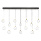 Eurofase Lighting Iissa 72" 14-Light Integrated LED Clear Glass Shade Gold Steel Multi-Drop Chandelier