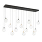 Eurofase Lighting Iissa 72" 14-Light Integrated LED Clear Glass Shade Gold and Black Steel Multi-Drop Chandelier