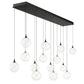 Eurofase Lighting Iissa 72" 14-Light Integrated LED Clear Glass Shade Gold and Black Steel Multi-Drop Chandelier