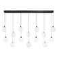 Eurofase Lighting Iissa 72" 14-Light Integrated LED Clear Glass Shade Gold and Black Steel Multi-Drop Chandelier