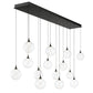 Eurofase Lighting Iissa 72" 14-Light Integrated LED Clear Glass Shade Matte Black Steel Multi-Drop Chandelier