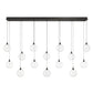 Eurofase Lighting Iissa 72" 14-Light Integrated LED Clear Glass Shade Matte Black Steel Multi-Drop Chandelier