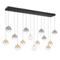 Eurofase Lighting Iissa 72" 14-Light Integrated LED Mixed Glass Shade Gold Steel Multi-Drop Chandelier