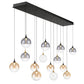 Eurofase Lighting Iissa 72" 14-Light Integrated LED Mixed Glass Shade Gold and Black Steel Multi-Drop Chandelier