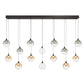 Eurofase Lighting Iissa 72" 14-Light Integrated LED Mixed Glass Shade Matte Black Steel Multi-Drop Chandelier