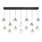 Eurofase Lighting Iissa 72" 14-Light Integrated LED Mixed Glass Shade Matte Black Steel Multi-Drop Chandelier