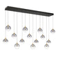 Eurofase Lighting Iissa 72" 14-Light Integrated LED Smoke Glass Shade Gold Steel Multi-Drop Chandelier