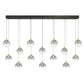 Eurofase Lighting Iissa 72" 14-Light Integrated LED Smoke Glass Shade Gold Steel Multi-Drop Chandelier