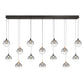 Eurofase Lighting Iissa 72" 14-Light Integrated LED Smoke Glass Shade Gold and Black Steel Multi-Drop Chandelier