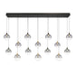 Eurofase Lighting Iissa 72" 14-Light Integrated LED Smoke Glass Shade Gold and Black Steel Multi-Drop Chandelier