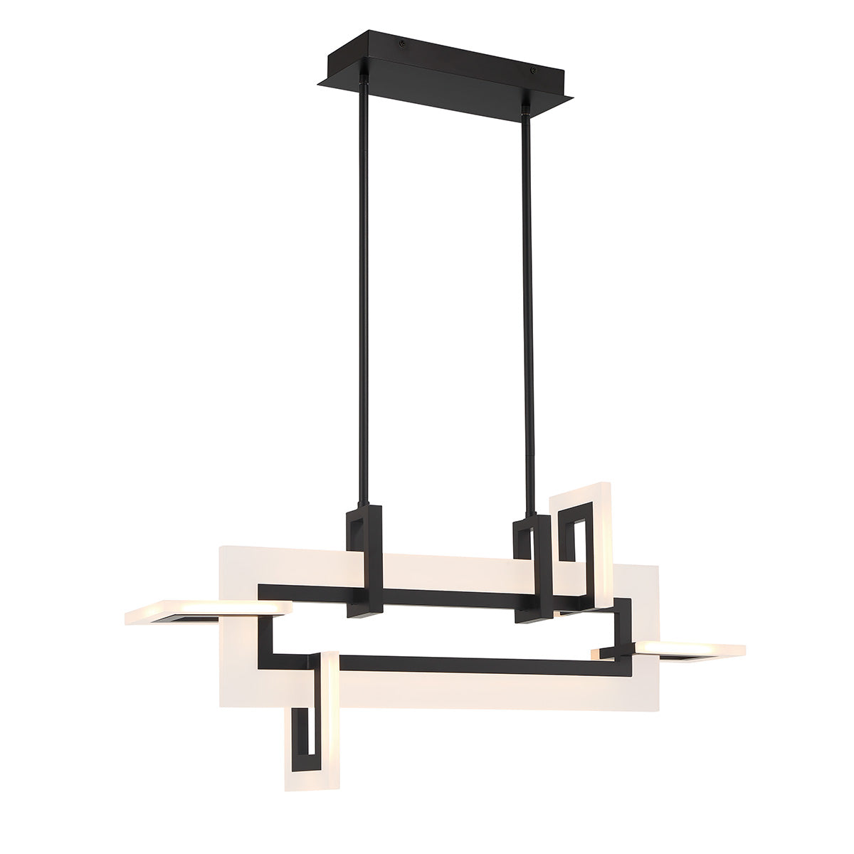 Eurofase Lighting Inizio 33" Dimmable Integrated LED Matte Black Chandelier With White Acrylic Shades