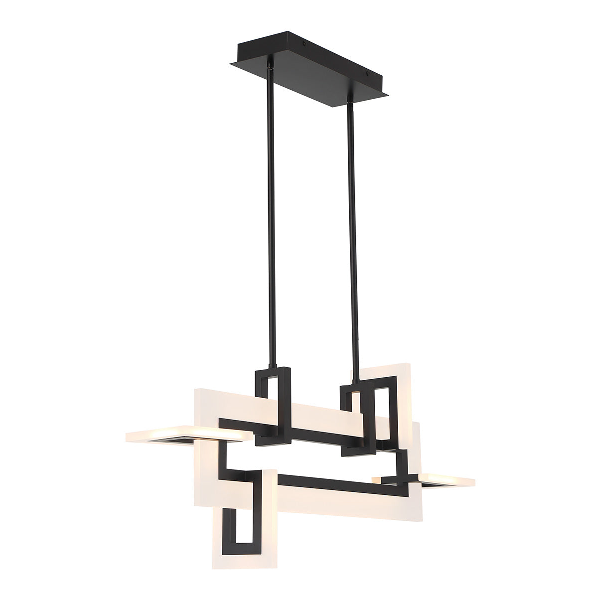 Eurofase Lighting Inizio 33" Dimmable Integrated LED Matte Black Chandelier With White Acrylic Shades