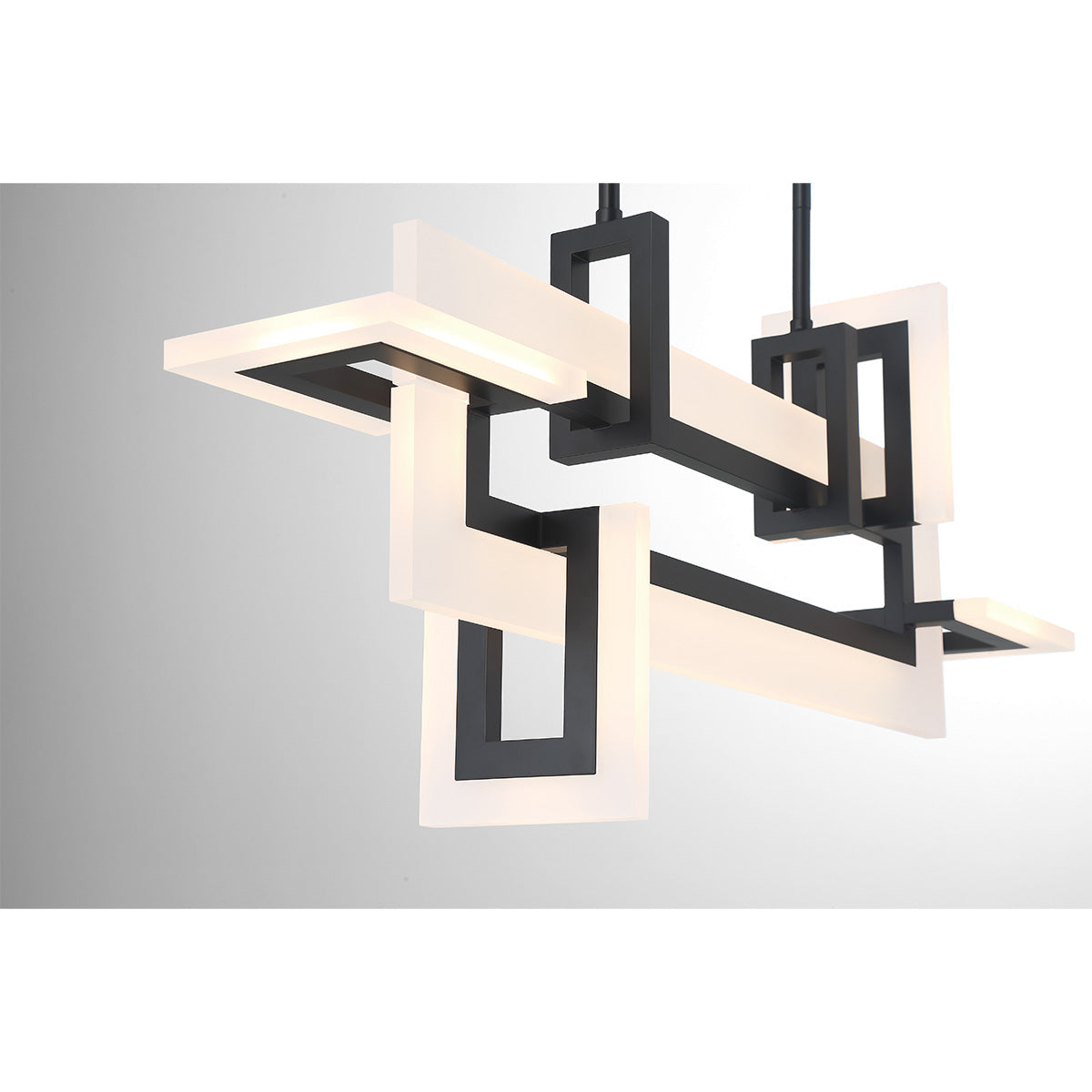 Eurofase Lighting Inizio 33" Dimmable Integrated LED Matte Black Chandelier With White Acrylic Shades