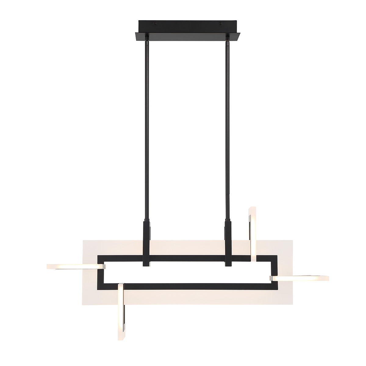 Eurofase Lighting Inizio 33" Dimmable Integrated LED Matte Black Chandelier With White Acrylic Shades
