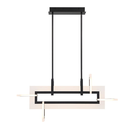 Eurofase Lighting Inizio 33" Dimmable Integrated LED Matte Black Chandelier With White Acrylic Shades