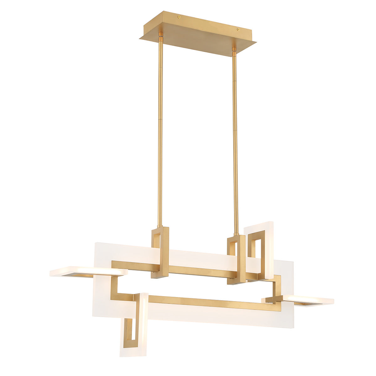 Eurofase Lighting Inizio 33" Dimmable Integrated LED Matte Gold Chandelier With White Acrylic Shades