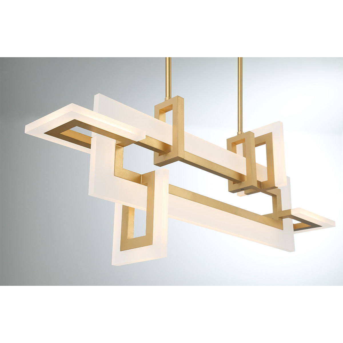 Eurofase Lighting Inizio 33" Dimmable Integrated LED Matte Gold Chandelier With White Acrylic Shades