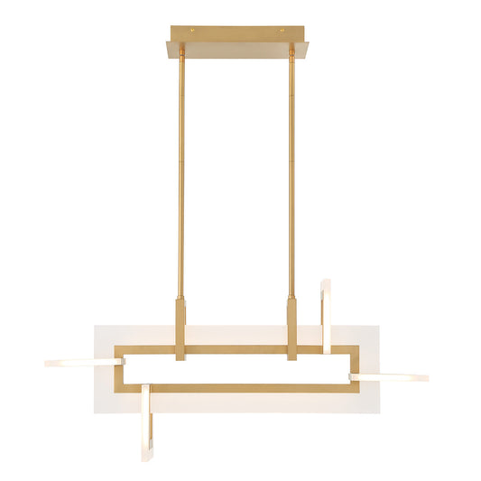 Eurofase Lighting Inizio 33" Dimmable Integrated LED Matte Gold Chandelier With White Acrylic Shades