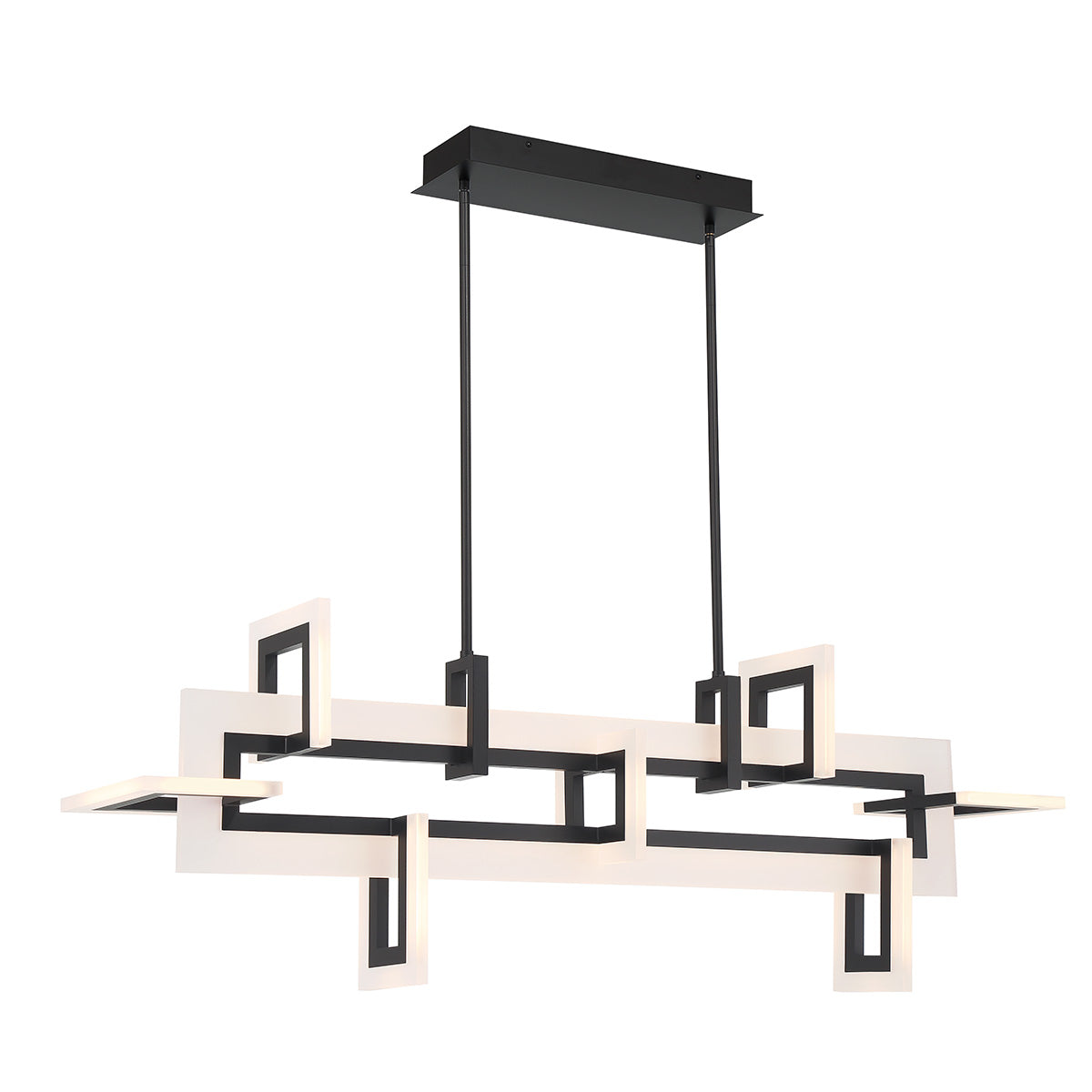Eurofase Lighting Inizio 48" Dimmable Integrated LED Matte Black Chandelier With White Acrylic Shades