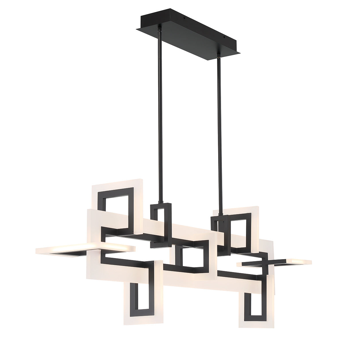 Eurofase Lighting Inizio 48" Dimmable Integrated LED Matte Black Chandelier With White Acrylic Shades