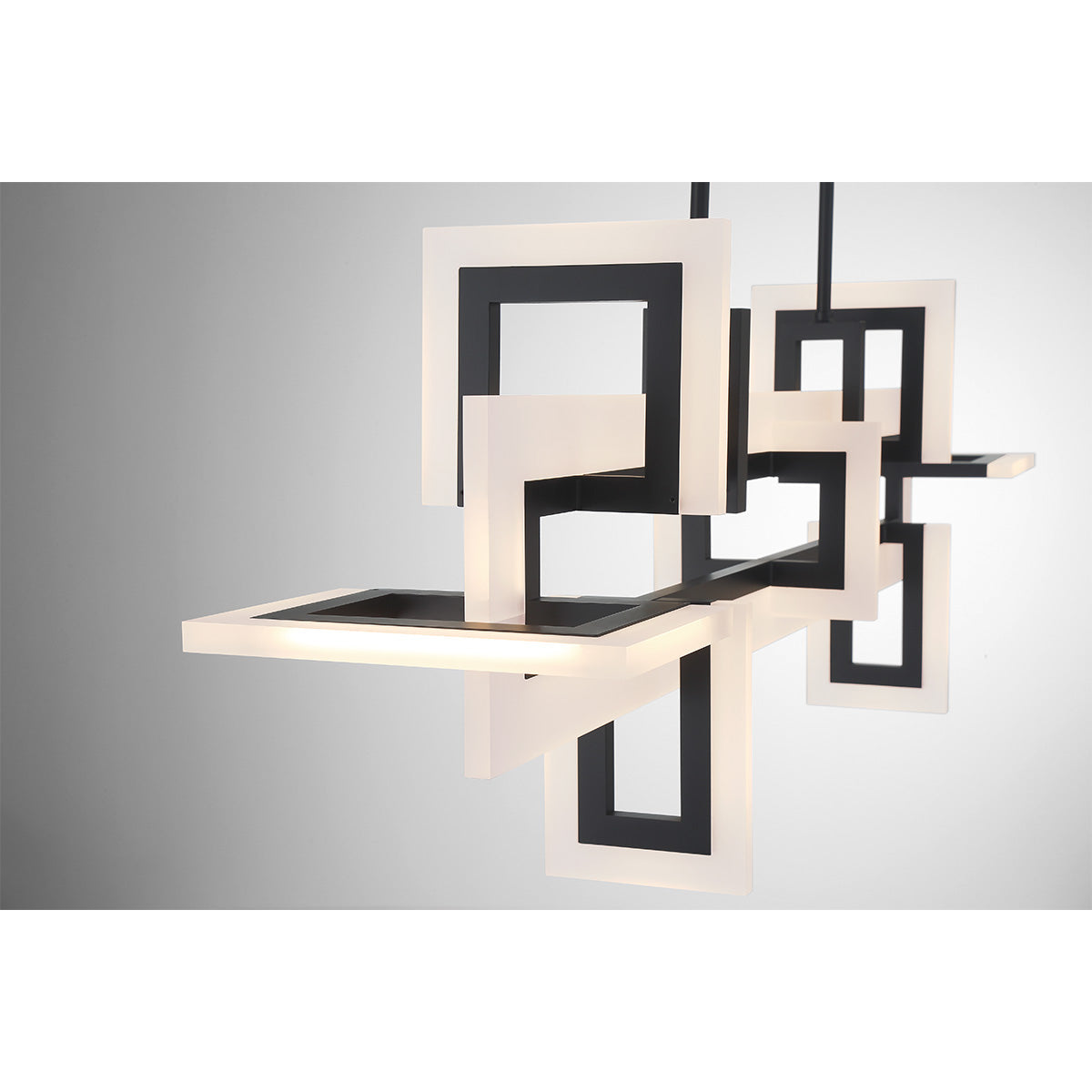 Eurofase Lighting Inizio 48" Dimmable Integrated LED Matte Black Chandelier With White Acrylic Shades