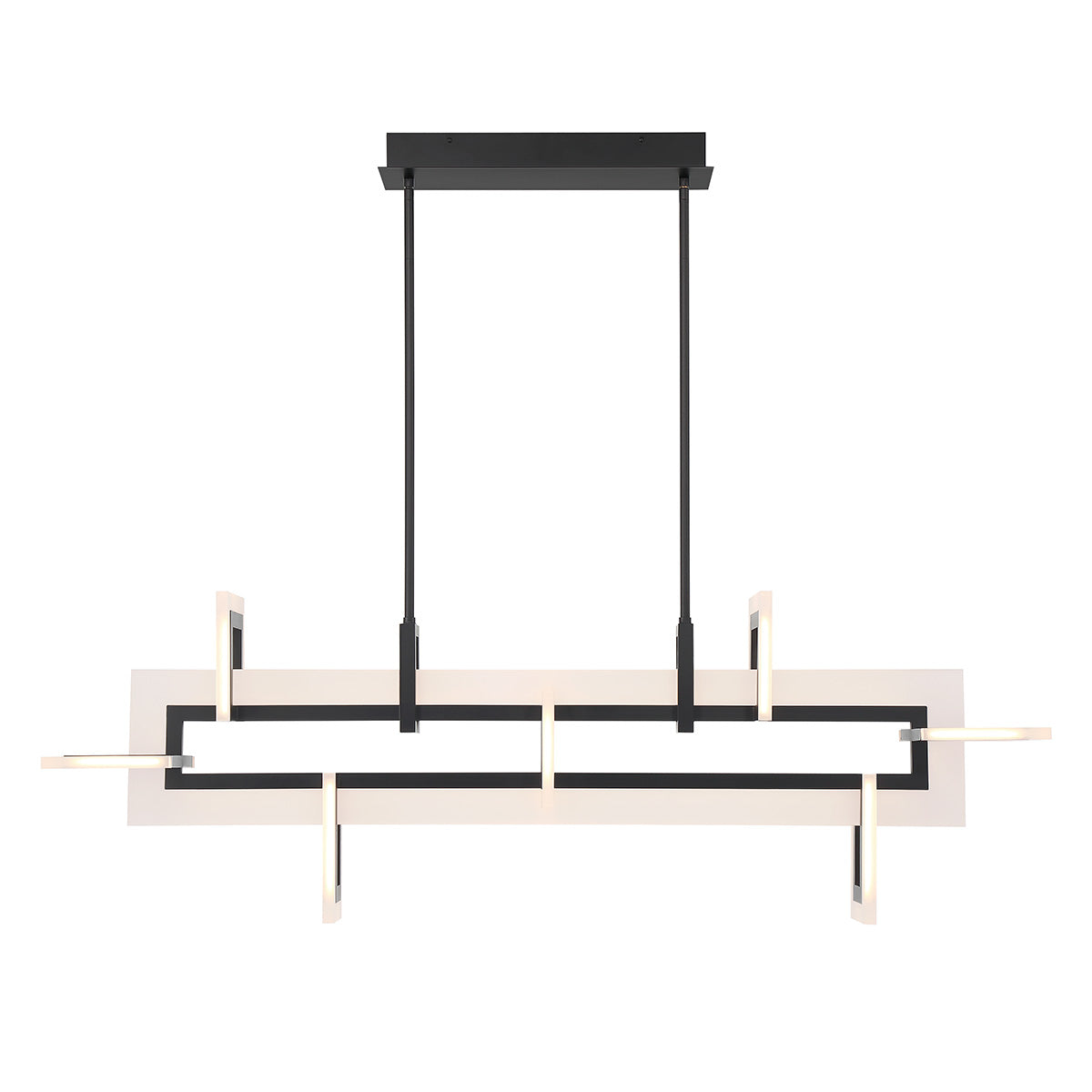 Eurofase Lighting Inizio 48" Dimmable Integrated LED Matte Black Chandelier With White Acrylic Shades