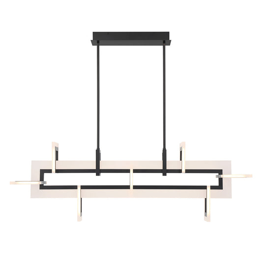 Eurofase Lighting Inizio 48" Dimmable Integrated LED Matte Black Chandelier With White Acrylic Shades