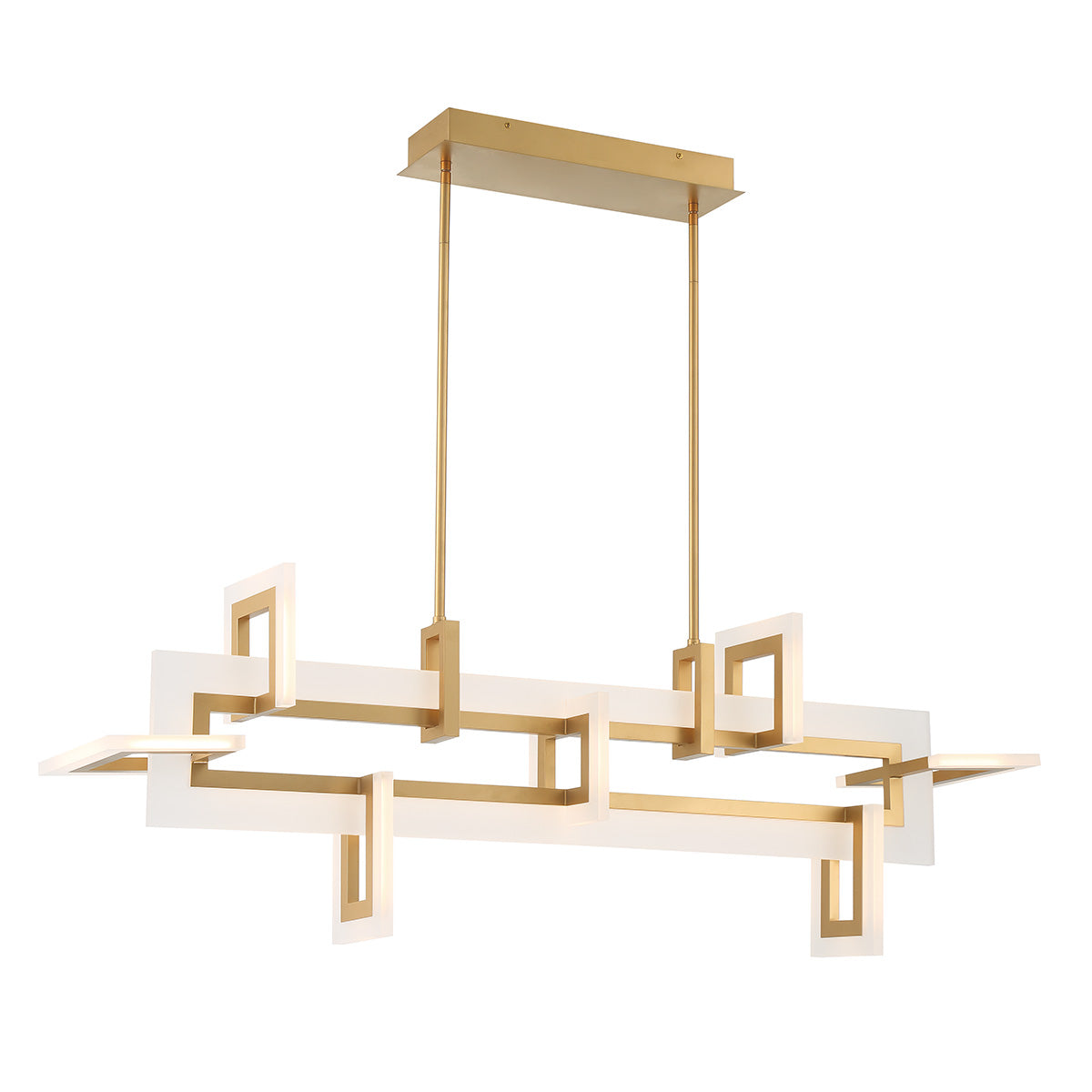 Eurofase Lighting Inizio 48" Dimmable Integrated LED Matte Gold Chandelier With White Acrylic Shades