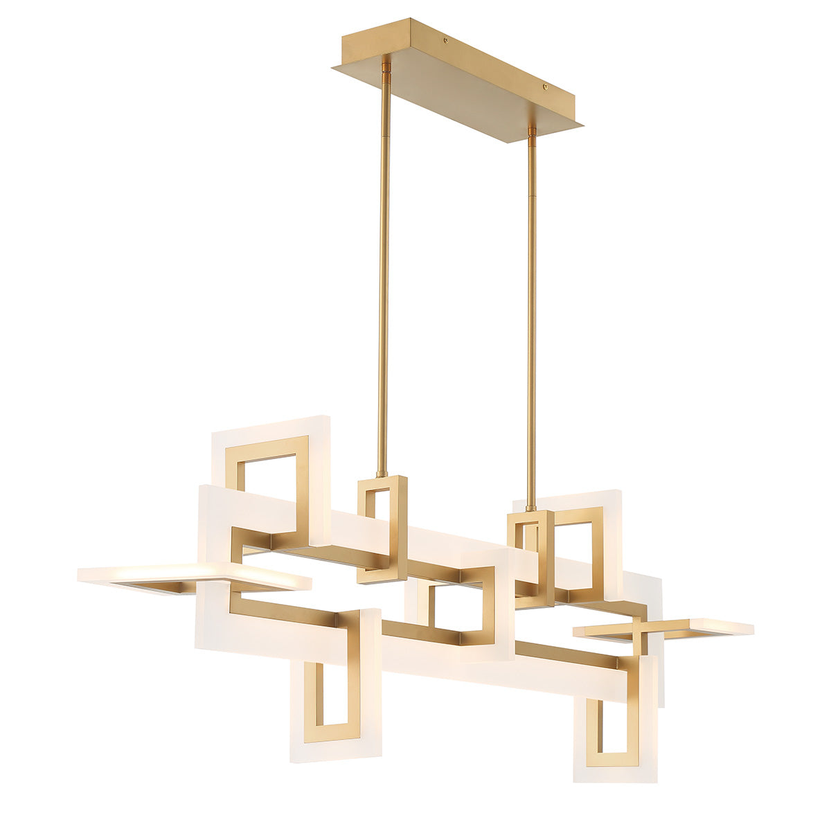 Eurofase Lighting Inizio 48" Dimmable Integrated LED Matte Gold Chandelier With White Acrylic Shades
