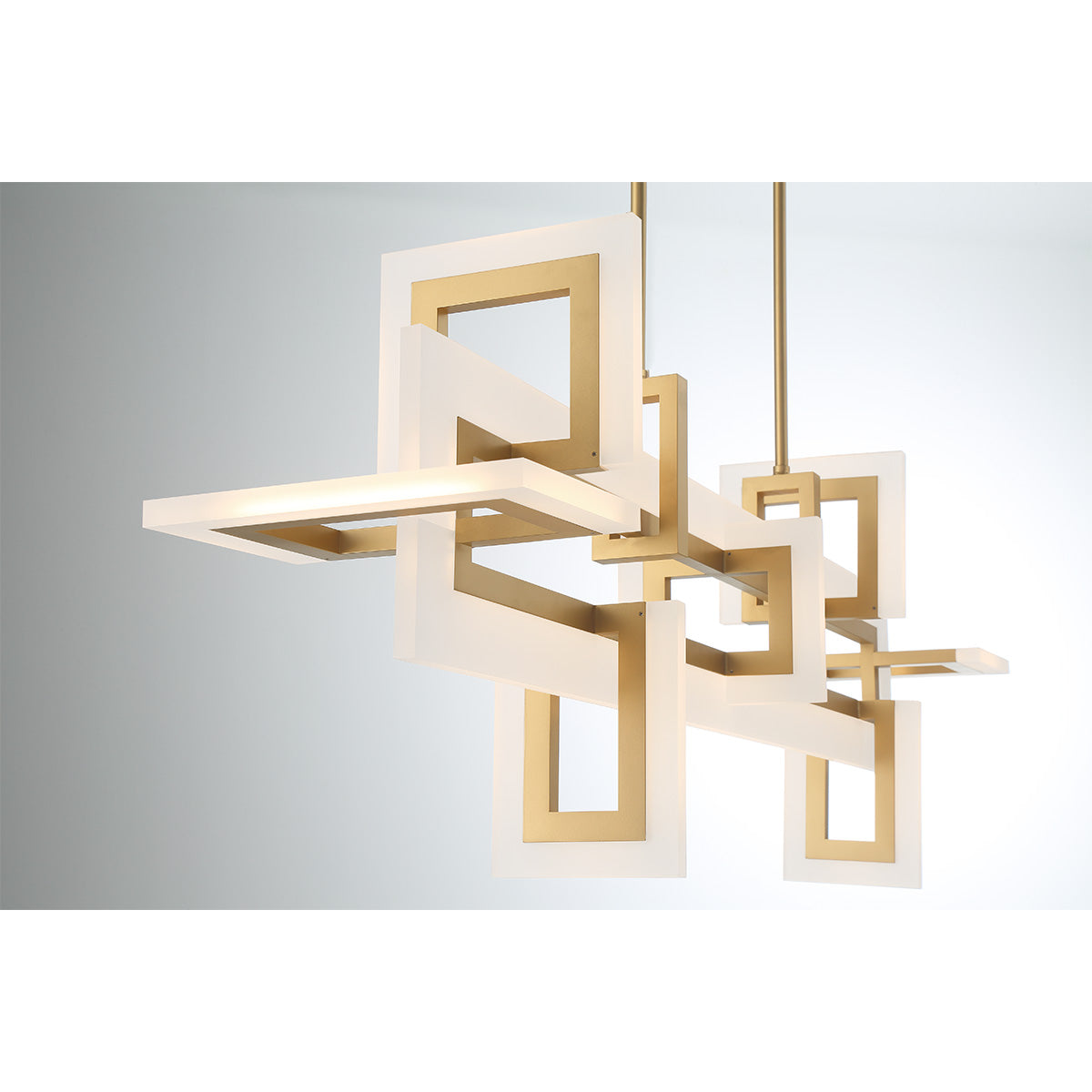 Eurofase Lighting Inizio 48" Dimmable Integrated LED Matte Gold Chandelier With White Acrylic Shades