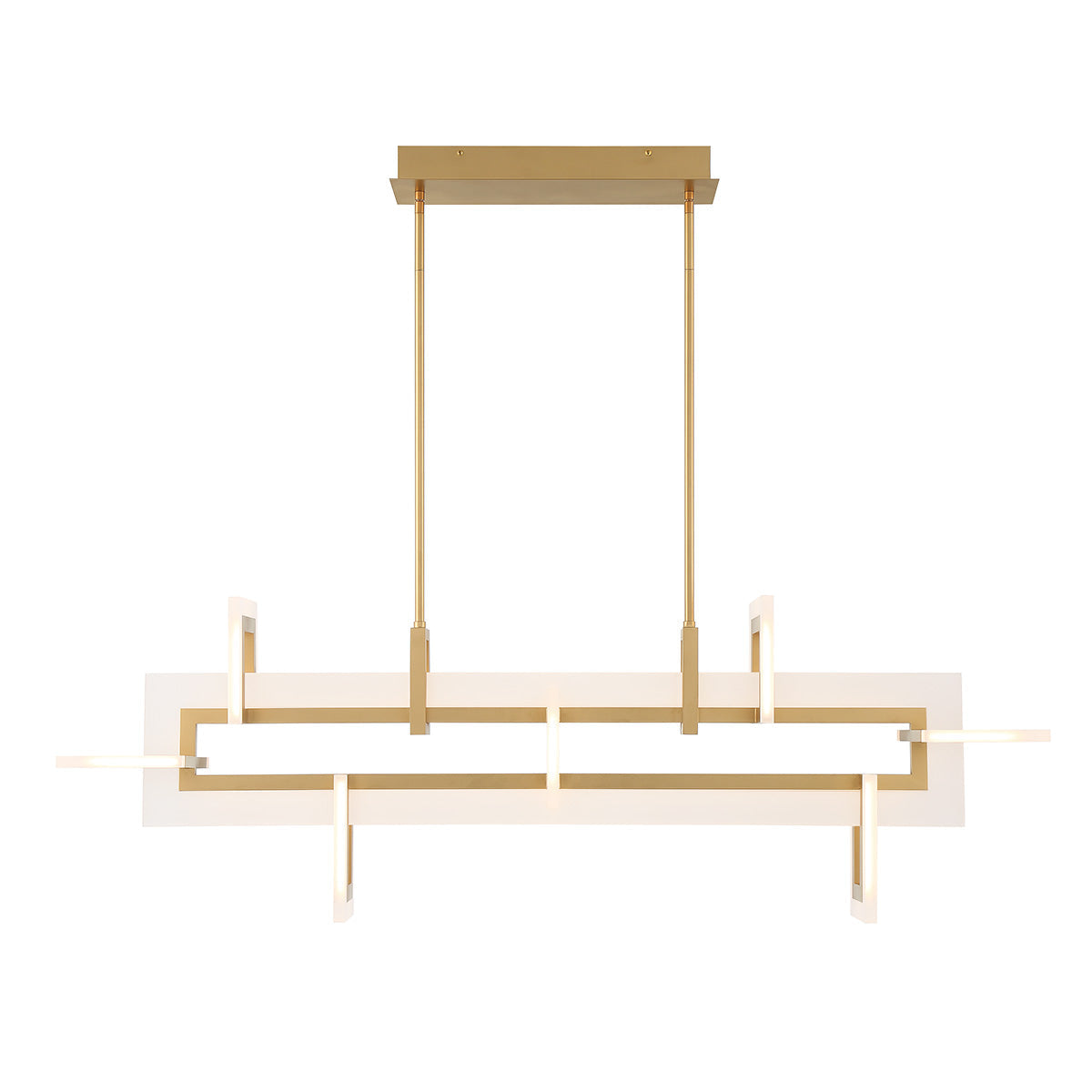 Eurofase Lighting Inizio 48" Dimmable Integrated LED Matte Gold Chandelier With White Acrylic Shades