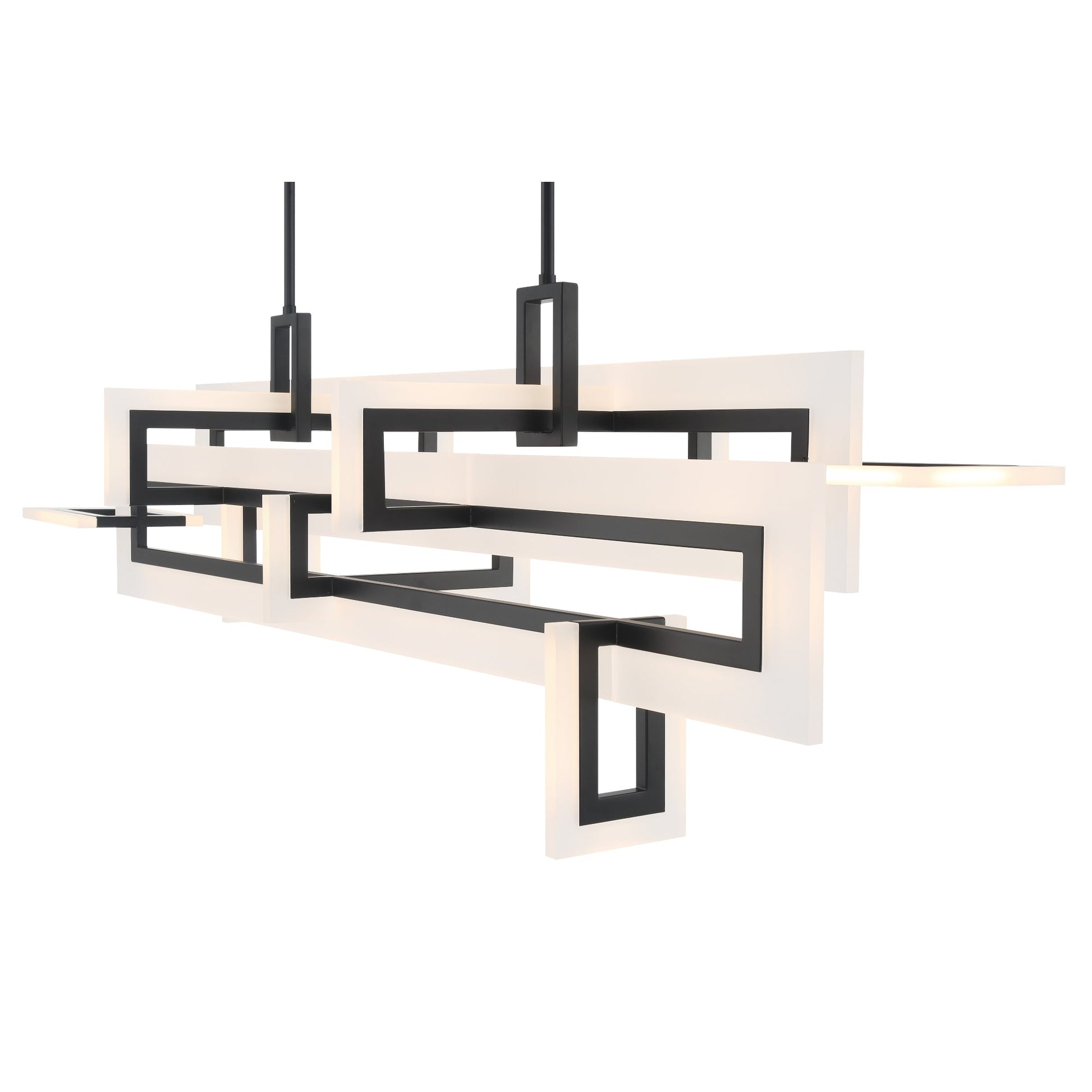 Eurofase Lighting Inizio 55" Dimmable Integrated LED Matte Black Chandelier With White Acrylic Shades