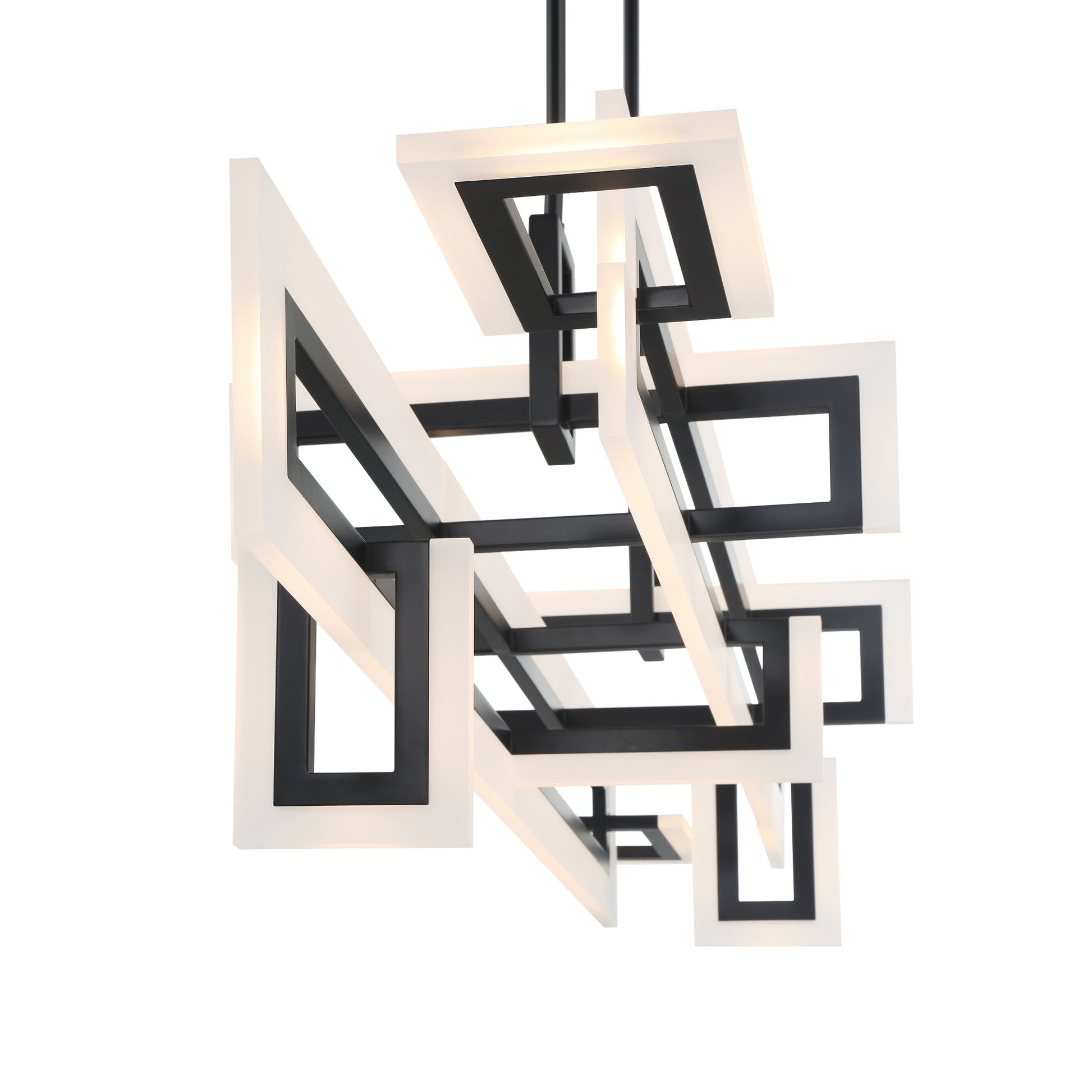 Eurofase Lighting Inizio 55" Dimmable Integrated LED Matte Black Chandelier With White Acrylic Shades