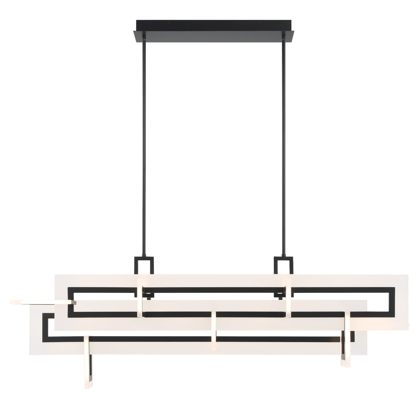 Eurofase Lighting Inizio 55" Dimmable Integrated LED Matte Black Chandelier With White Acrylic Shades