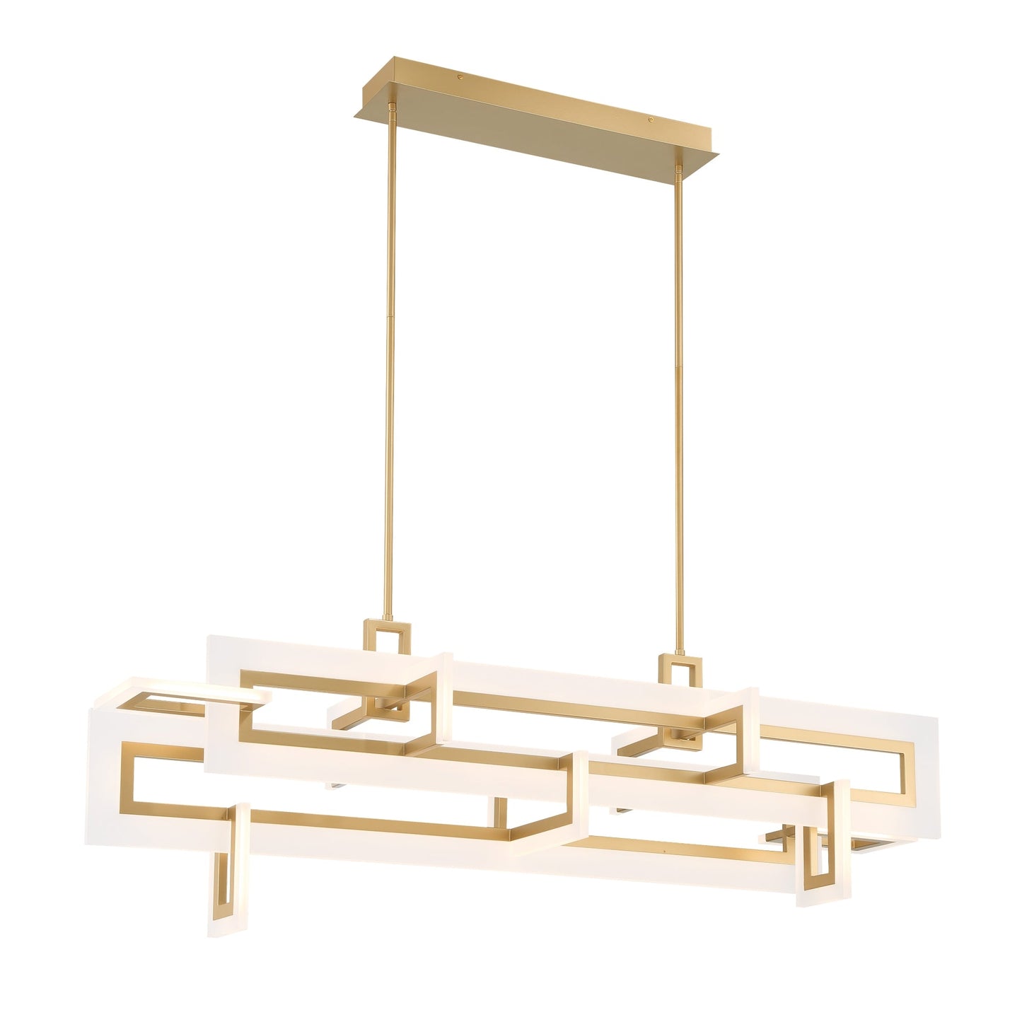 Eurofase Lighting Inizio 55" Dimmable Integrated LED Matte Gold Chandelier With White Acrylic Shades