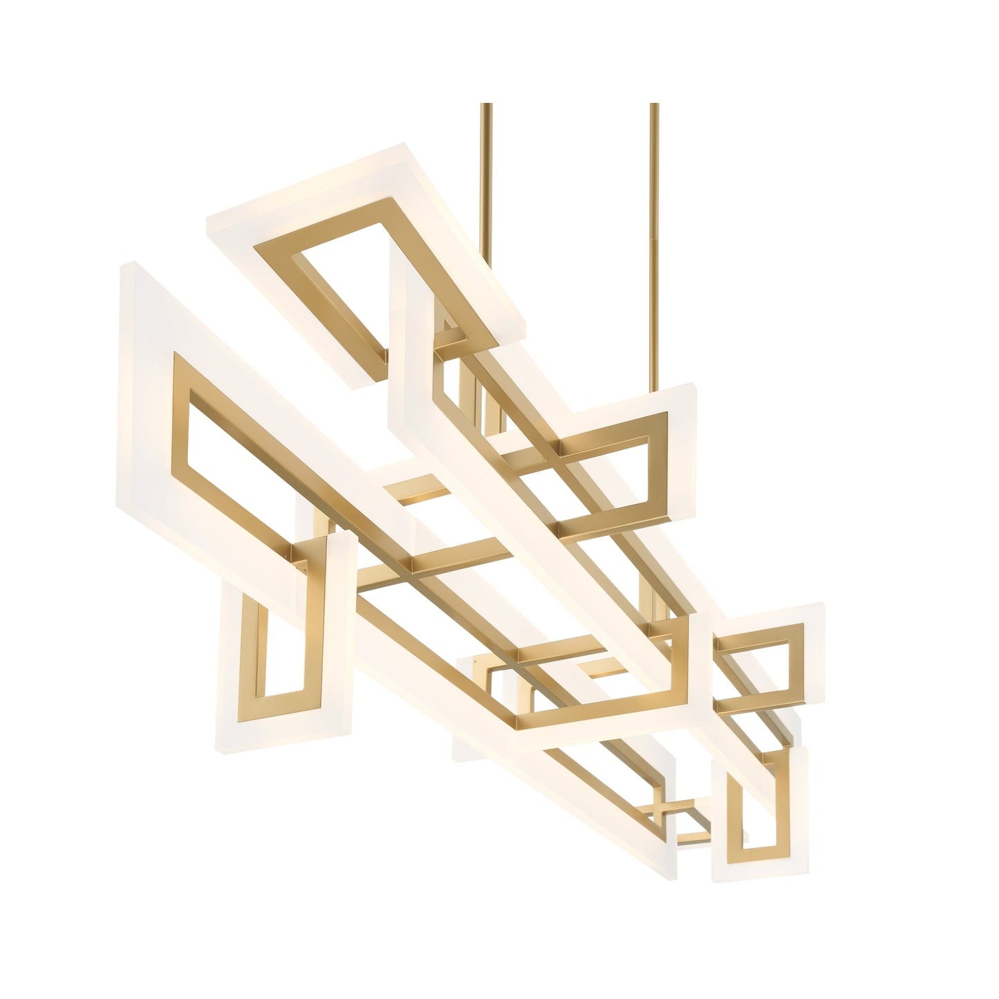 Eurofase Lighting Inizio 55" Dimmable Integrated LED Matte Gold Chandelier With White Acrylic Shades