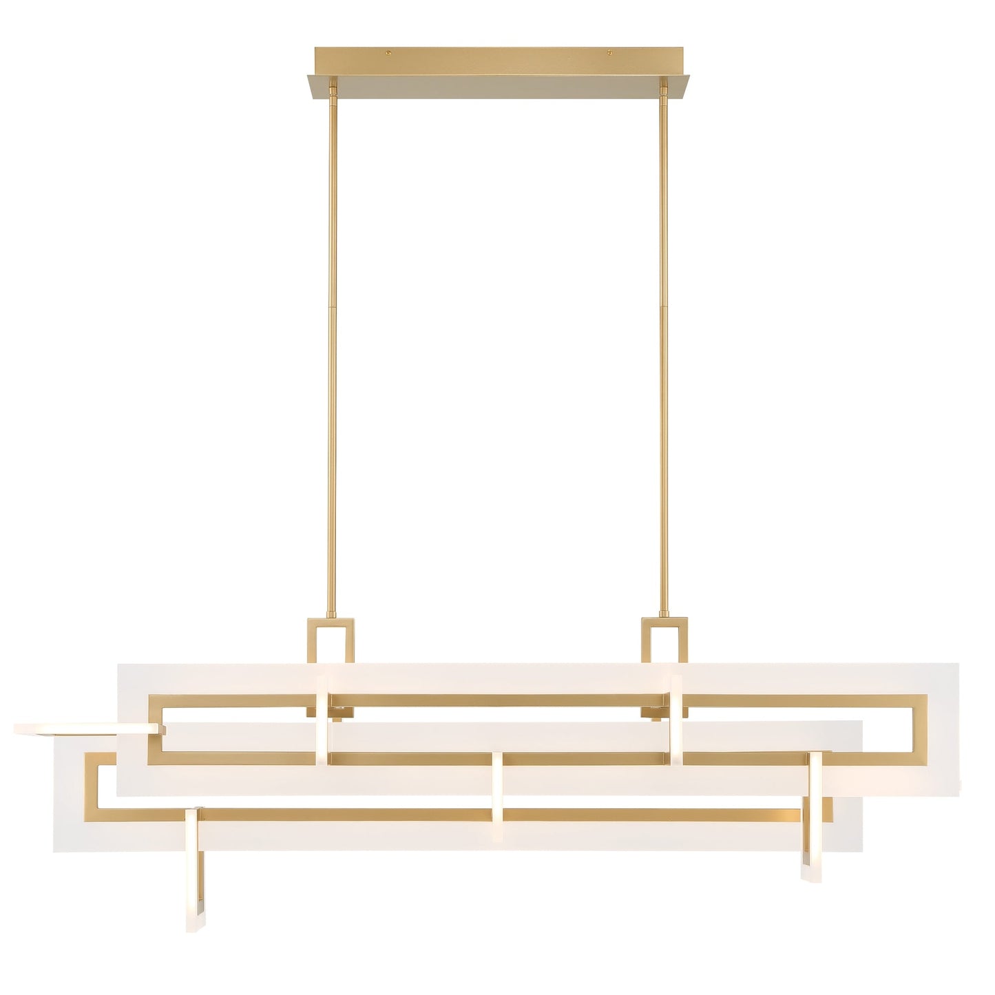 Eurofase Lighting Inizio 55" Dimmable Integrated LED Matte Gold Chandelier With White Acrylic Shades