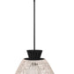 Eurofase Lighting Jelice 24" 1-Light Beige Rope Shade Matte Black Pet Weave Outdoor Pendant Light