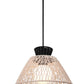 Eurofase Lighting Jelice 24" 1-Light Beige Rope Shade Matte Black Pet Weave Outdoor Pendant Light
