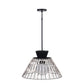 Eurofase Lighting Jelice 24" 1-Light Beige Rope Shade Matte Black Pet Weave Outdoor Pendant Light