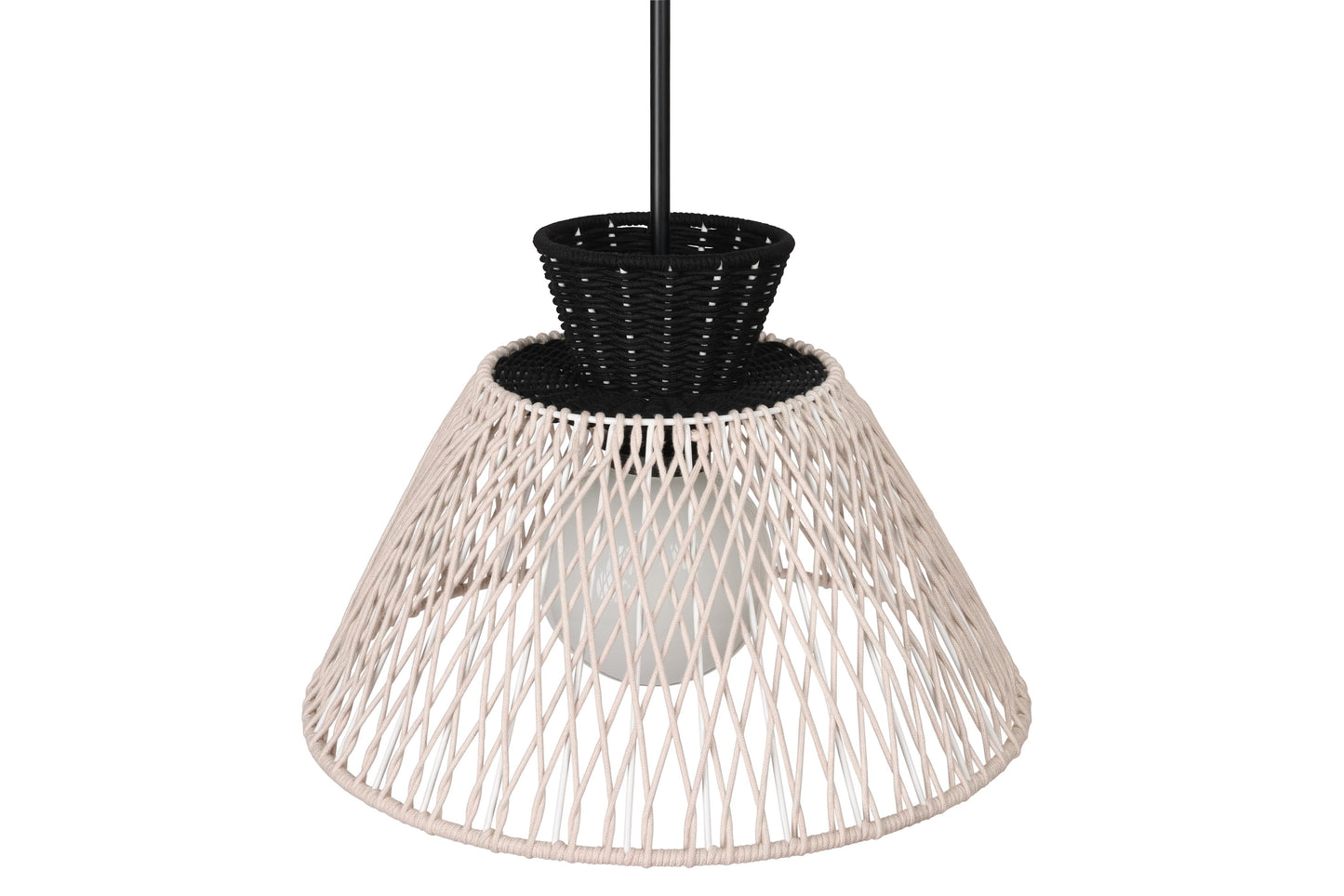 Eurofase Lighting Jelice 24" 1-Light Beige Rope Shade Matte Black Pet Weave Outdoor Pendant Light