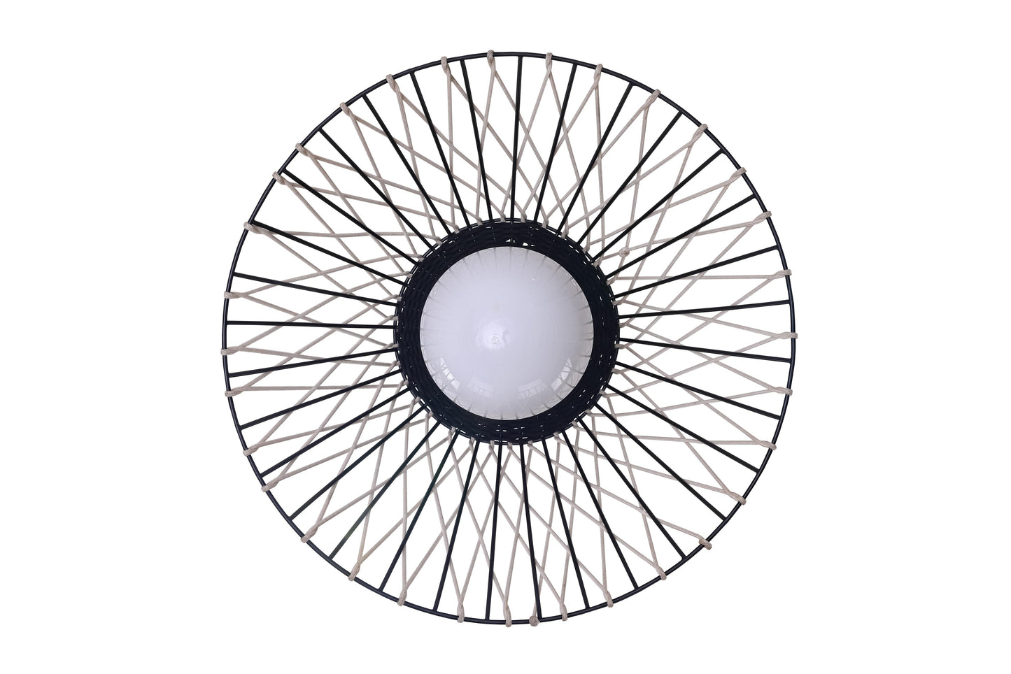 Eurofase Lighting Jelice 24" 1-Light Beige Rope Shade Matte Black Pet Weave Outdoor Pendant Light