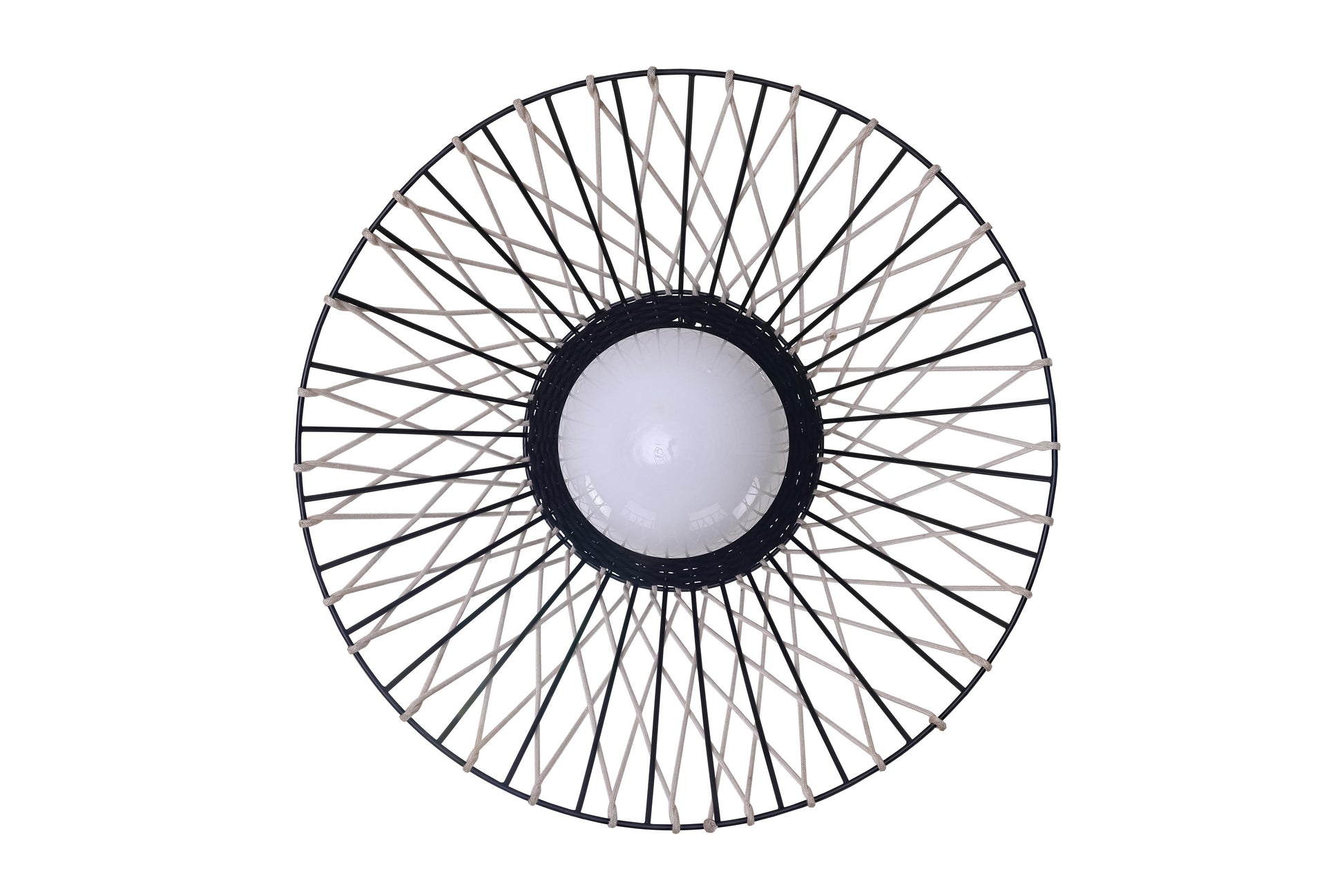 Eurofase Lighting Jelice 24" 1-Light Beige Rope Shade Matte Black Pet Weave Outdoor Pendant Light